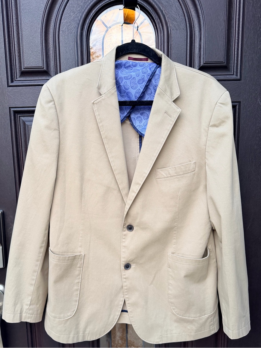 Johnston & Murphy Lined Patterned Blazer Suit Jacket Beige Modern Men Medium